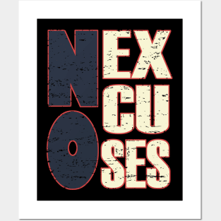 No Excuses, Bodybuilding, Motivational, Inspirational, Typography, Aesthetic Text, Minimalistic Posters and Art